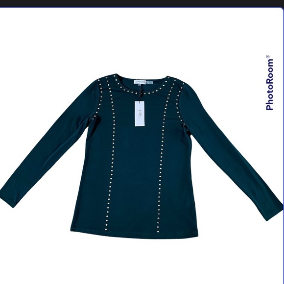 NWT Calvin Klein Crew Neck with Stud Detail Top - Picture 5 of 6